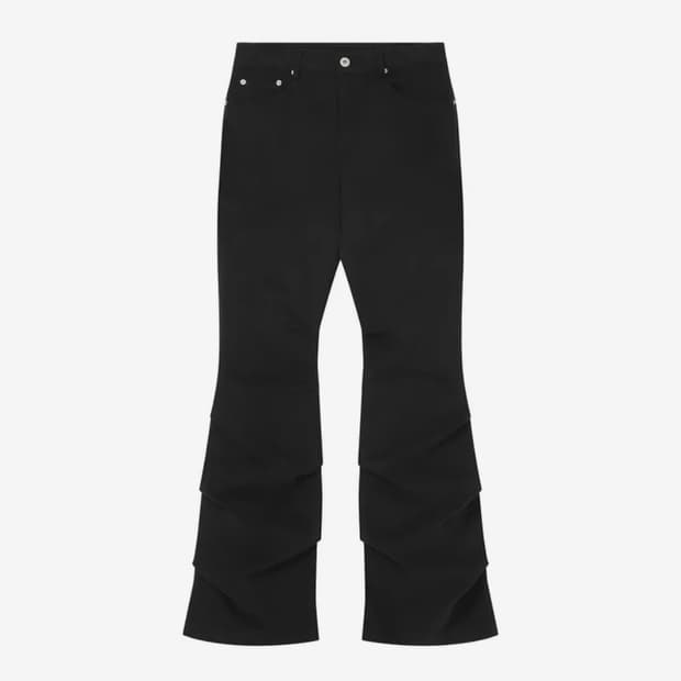 Shirring bootscut pants BLACK