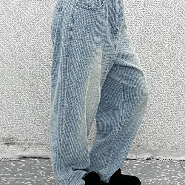 노이어 빈티지 데미지 트위드 워싱 데님팬츠 48 C09927