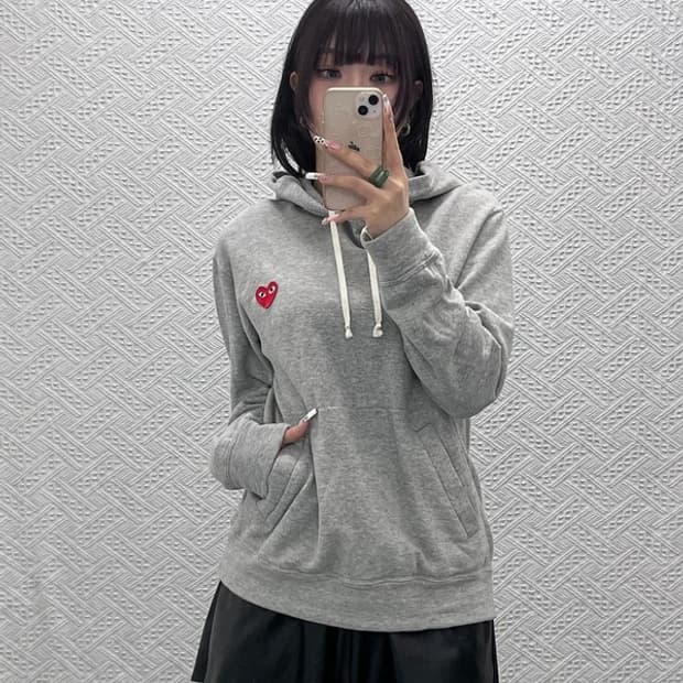 꼼데가르송 빈티지 캐주얼 레드하트와펜 후드티 M C11183