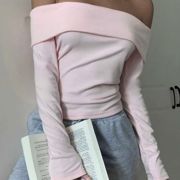 쉬인 shein 딸기우유 핑크 니트 오프숄더