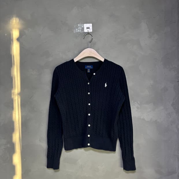 폴로 랄프로렌 꽈배기 니트 가디건 네이비