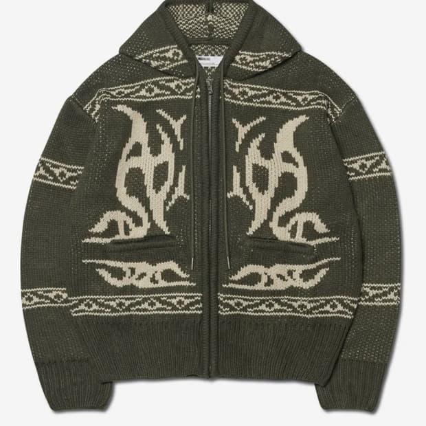 노매뉴얼 니트 집업 카키 M