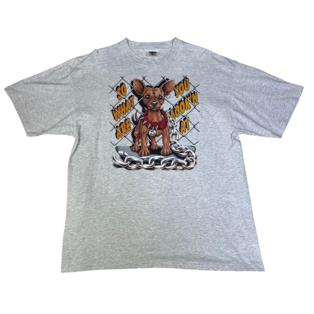 빈티지 90s 마초치와와 chihuahua EL MACHO 그레이 티셔츠