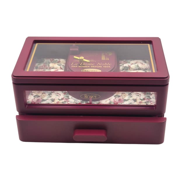 90s 로지에 플로랄 패브릭 오르골 보석함