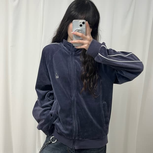 Kangol navy velour 2way jersey