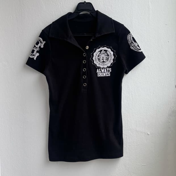 Vintage Graphic Black Polo Shirt