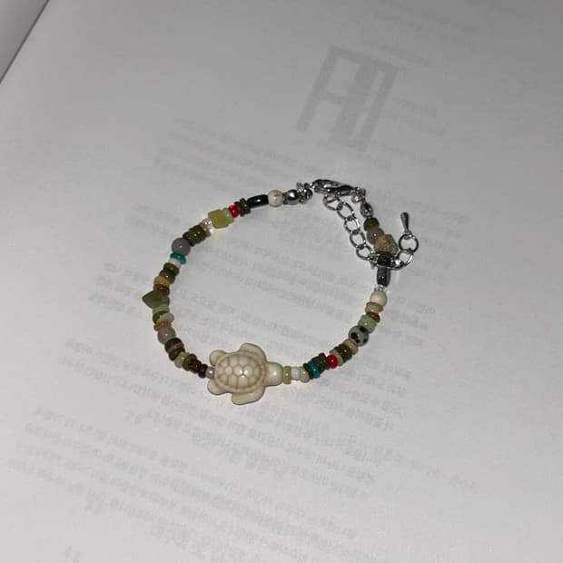 빈티지 비즈 블루 거북이 팔찌 / blue turtle bracelet