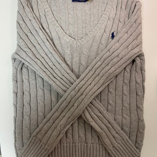 폴로 브이넥 니트 그레이 xs