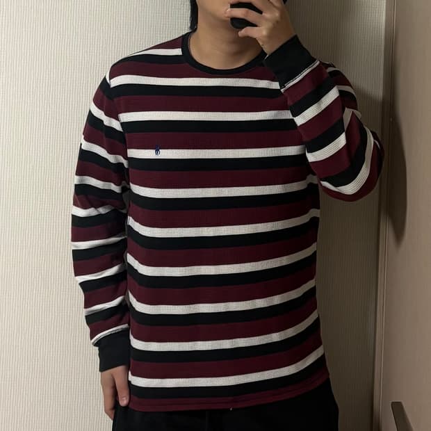 정품 폴로 랄프로렌 와플 니트 단가라 스트라이프 롱슬리브