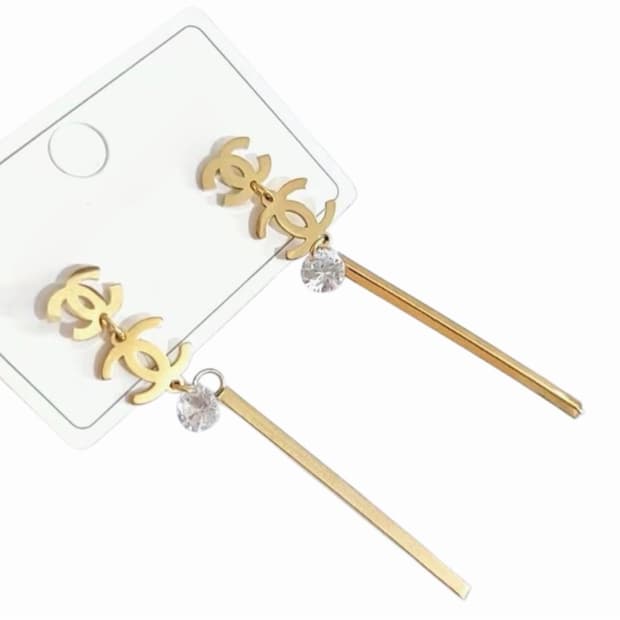 샤넬 레이어드 드롭 이어링 골드