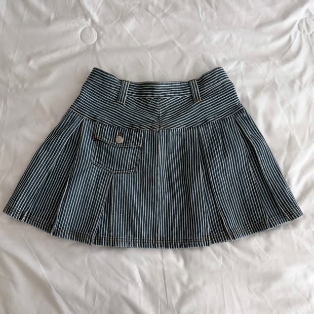 네이비 스트라이프 스커트 펑크