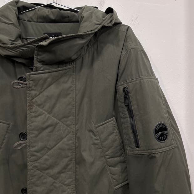 rrig 베이직하우스 구스다운 후드 롱 야상패딩