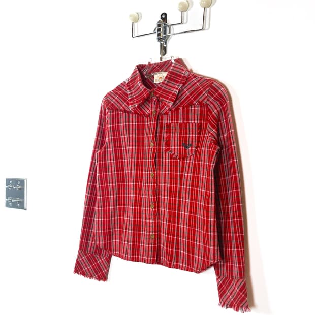 빈티지 프린지 체크 셔츠