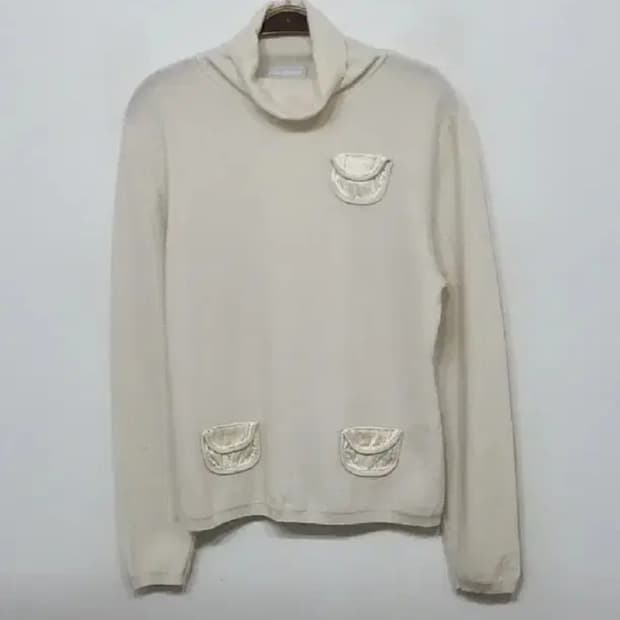 (M) 목폴라 캐시미어 니트 아이보리 터틀넥 스웨터 프랑스판 