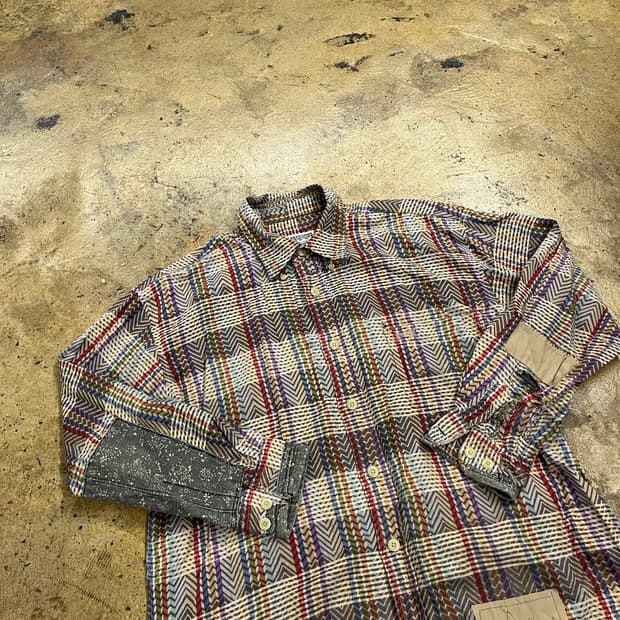 [정품/50] 미쏘니 체크 카라 셔츠 긴팔티 b17