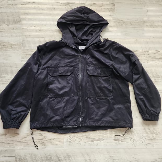 파르티멘토 블랙 후드 점퍼 L(105~115) 남성 바람막이 스트링 자켓