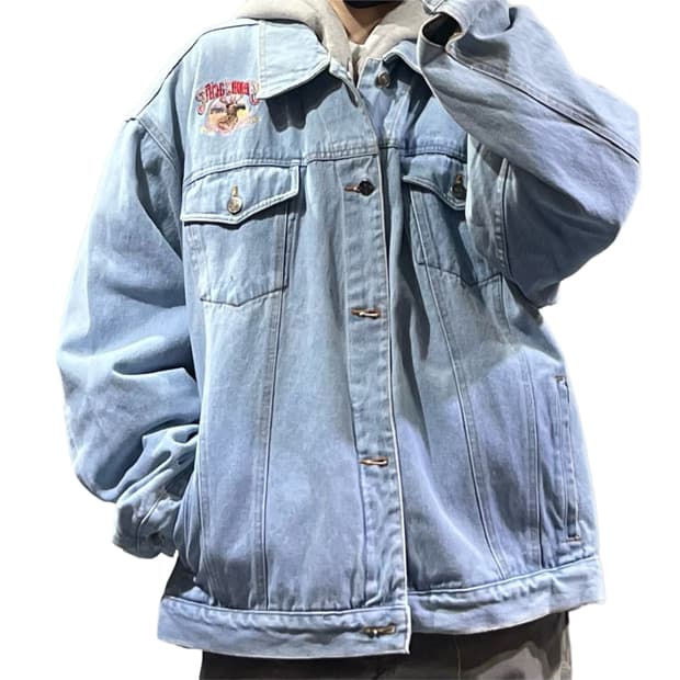 빅사이즈 패치 포인트 연청 자켓