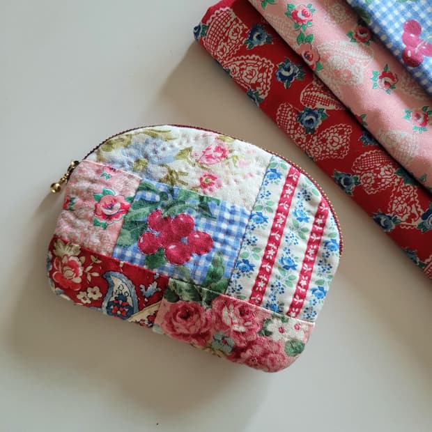 레드체리퀼트파우치/퀼트지갑/핸드메이드/퀼트소품/크리스마스선물