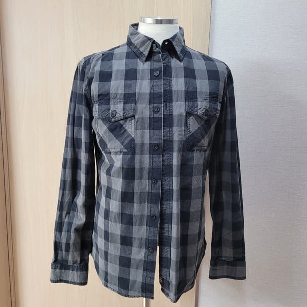 스텝 STAFF 남자 체크셔츠 100 다크그레이