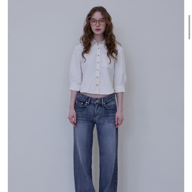 헤인트 SIGNY 로우라이즈 와이드 데님팬츠 블루 S