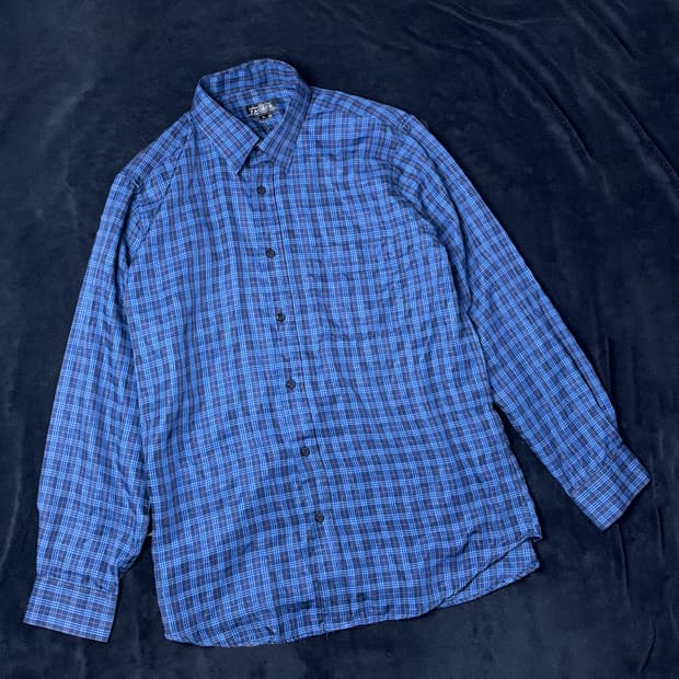 일본빈티지 블루 체크 셔츠