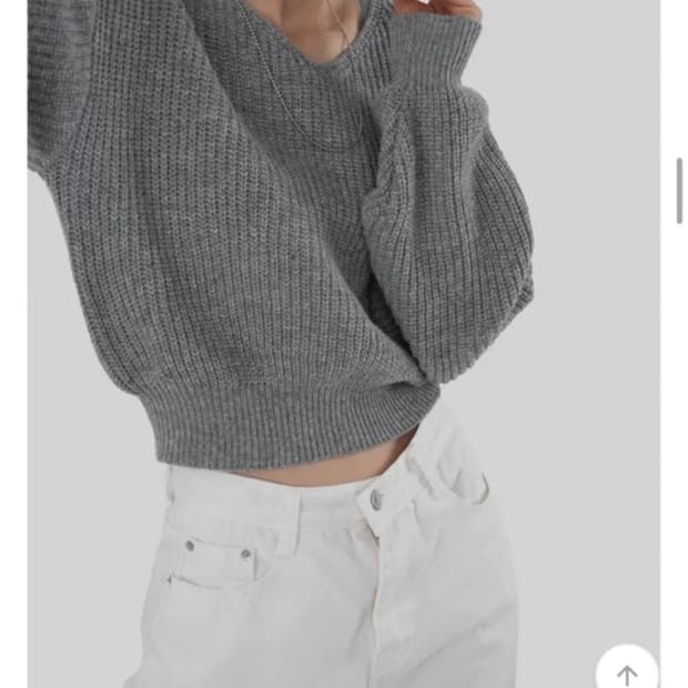 어텀 크롭 니트 그레이