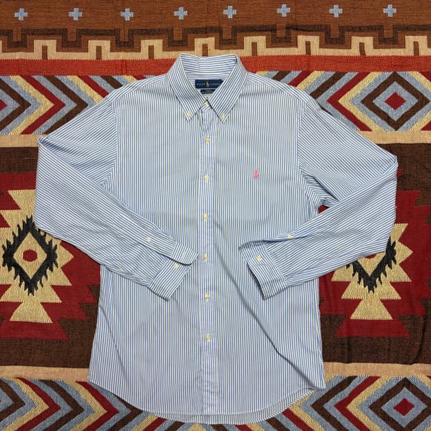 L)폴로 랄프로렌 슬림핏 스트라이프 셔츠 하늘색