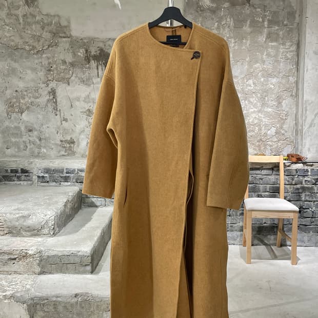 이자벨 마랑 머스타드 랩 울 캐시미어 코트