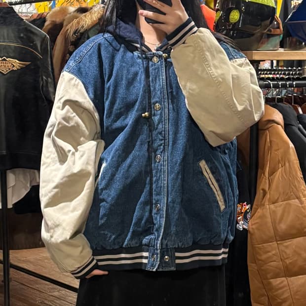[HI] VTG 후드 데님바시티자켓