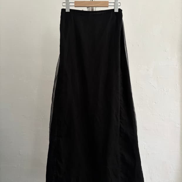 Yohji Yamamoto 요지야마모토 블랙 컬러 쉬폰 롱 스커트