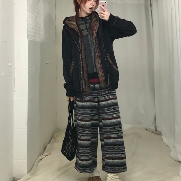 빈티지 몽골 소녀 노르딕 히피 코디 세트