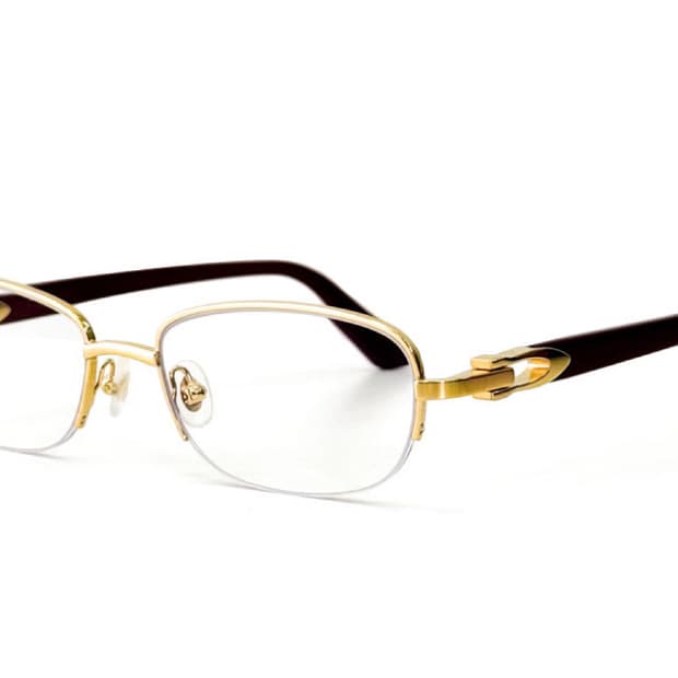 Cartier 까르띠에 라운드 반무테 골드 하프림 라운드 메탈 안경테