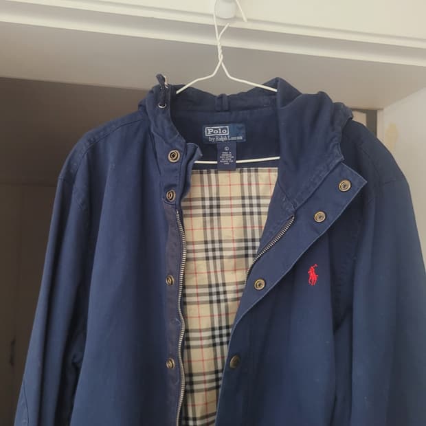 90s 폴로 노바체크 청 면자켓 후드