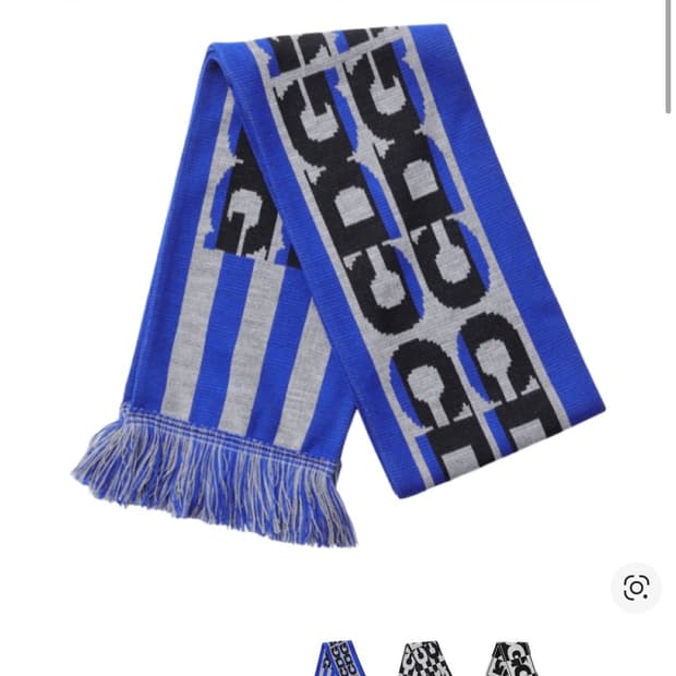 CDG 꼼데가르송 로고 체크 머플러 블루