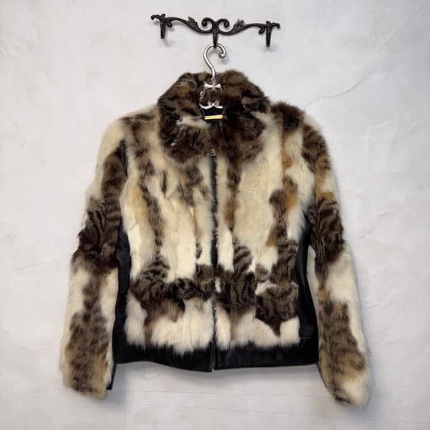 Mixed brown lamb skin oslo fur jacket