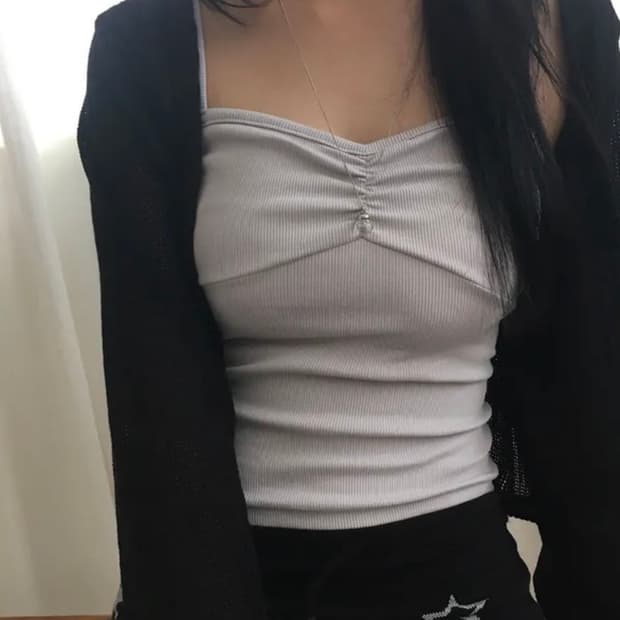 셔링 골지 슬리브리스