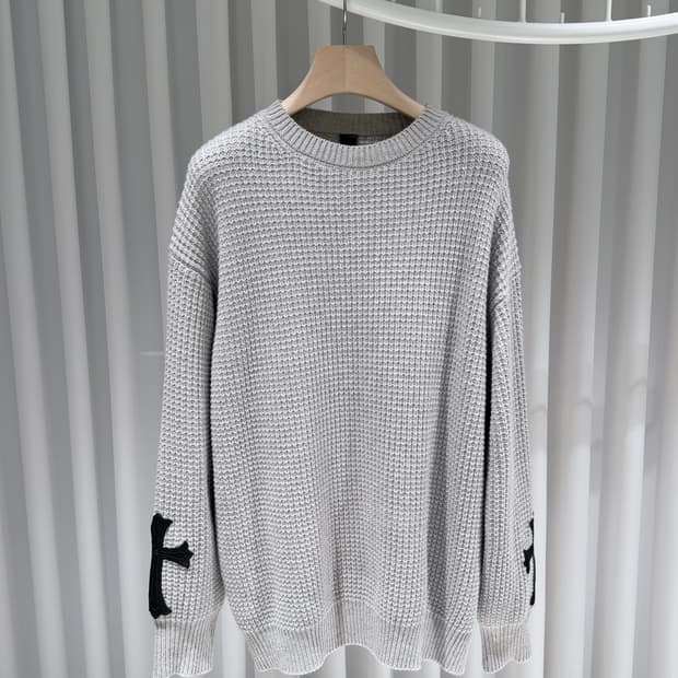 M / 크롬하츠 가죽 크로스패치 캐시미어 니트