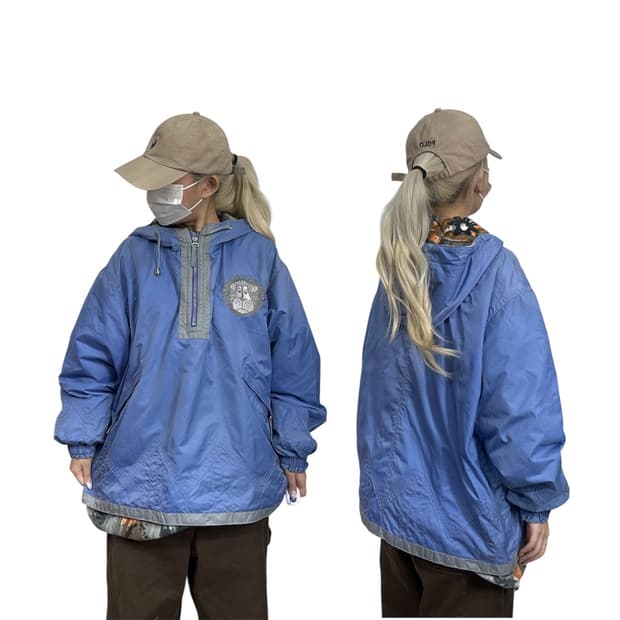 일본 빈티지 아노락 올드스쿨 점퍼 내부 기모 보드복 후드 스키 자켓 