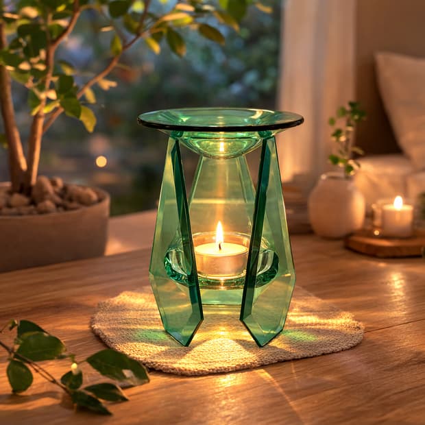 숙면 명상 캔들워머 에메랄드 유리 아로마 램프