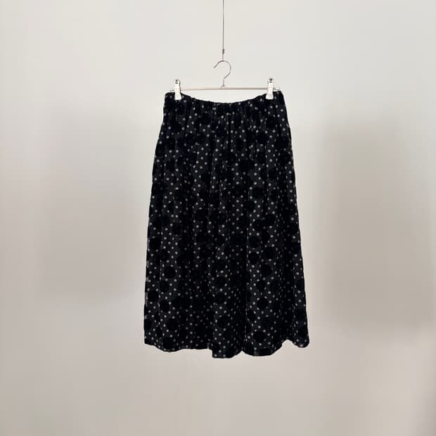 Mixed Dot Shirring Skirt