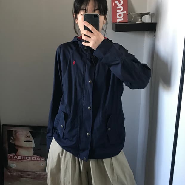 폴로 랄프로렌 포니 로고 네이비 바람막이 자켓