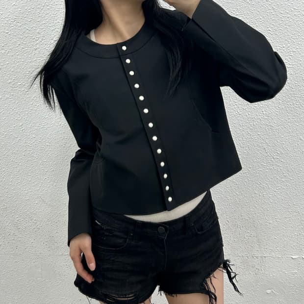메종마레 스냅 블랙 크롭자켓 34