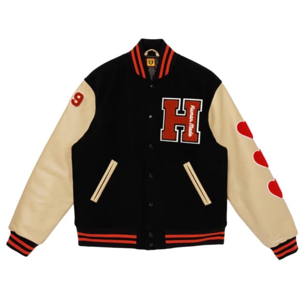 휴먼 메이드 바시티 자켓 블랙