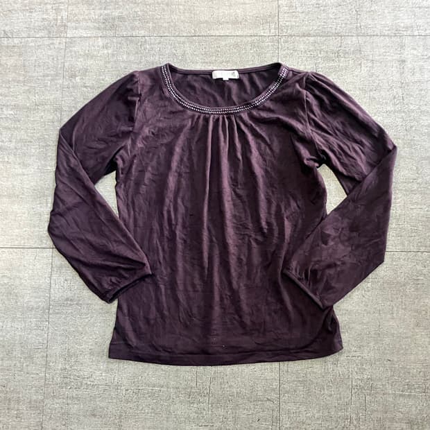 일본빈티지 Theoria 하구미모리걸 달천깔페어리 비즈넥티셔츠