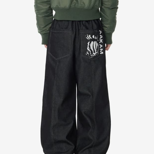 Aakam 아캄 핀턱 데님 팬츠 블랙 1사이즈       빈티지 무신사