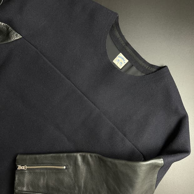 Sun sea leather melton jacket