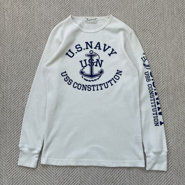 빈티지 u.s navy 와플 롱슬리브 
