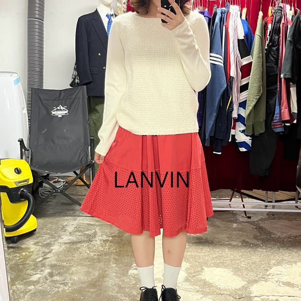 Lanvin 랑방 코튼 폴리 펀칭 스커트