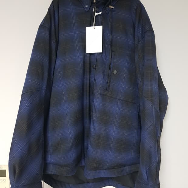 1) 알렌느 2웨이 후디드 셔츠 패디드 자켓 투웨이 패딩셔츠 네이비