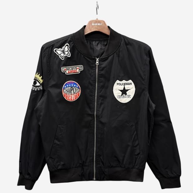 JPN VINTAGE 라이트 커스텀 봄버자켓 올라운드 멀티배지 디테일